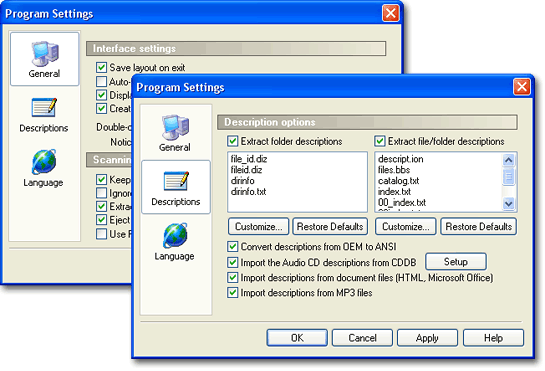 Advanced File Organizer. Program settings